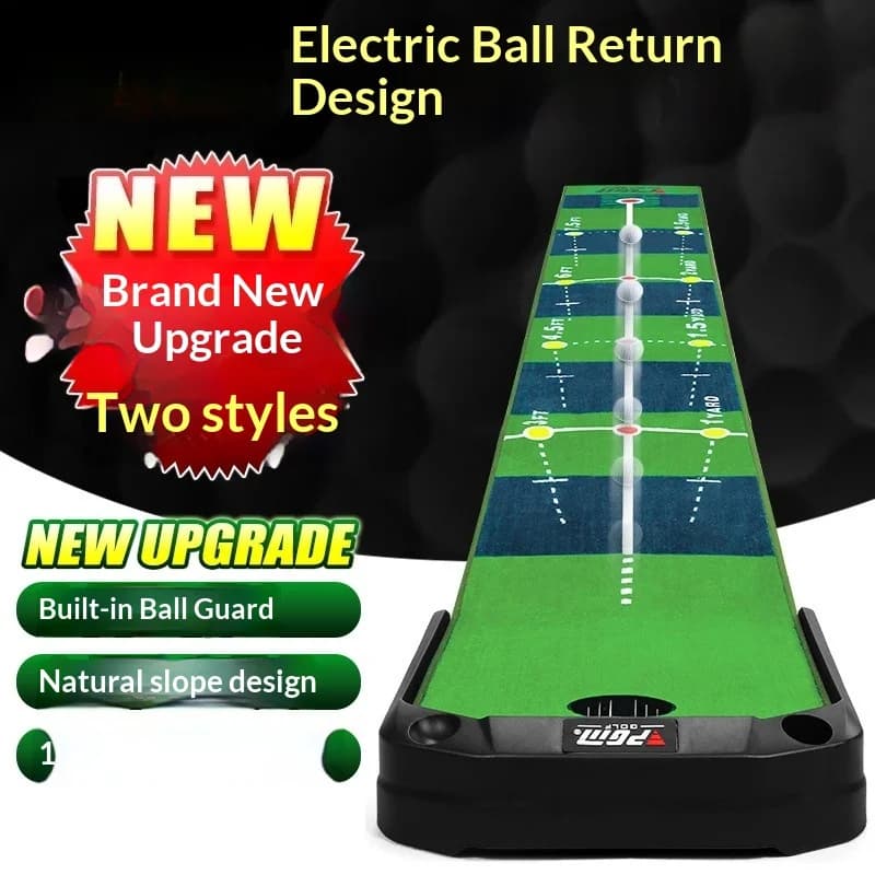 PGM Allenatore Elettrico Portatile per Golf con Ritorno Automatico della Palla, Tappetino da Putting per Interni, Set Mini per Pratica Domestica, Ausili per l'Allenamento del Golf