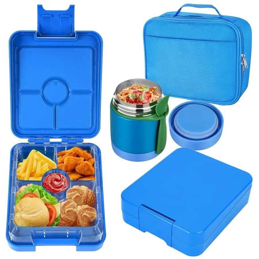Set portapranzo per bambini con zuppa termica da 10 once, contenitori per il pranzo a prova di perdite con 4 scomparti, barattolo termico per alimenti caldi e L isolato