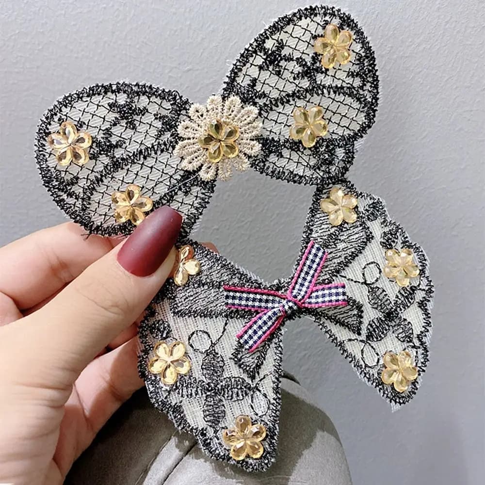 Sweet Flower Seamless Magic Paste Bow Butterfly Bangs Paste Headwear Hair Clip Daily