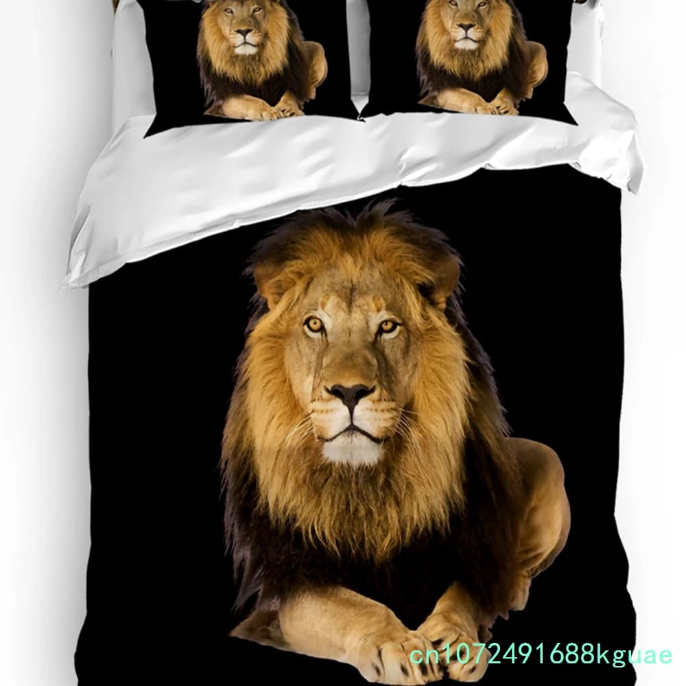 Lion Black Duvet Cover With Pillow Case Custom 3pcs Bedding Set Quilt Cover Double Bed Home Textile