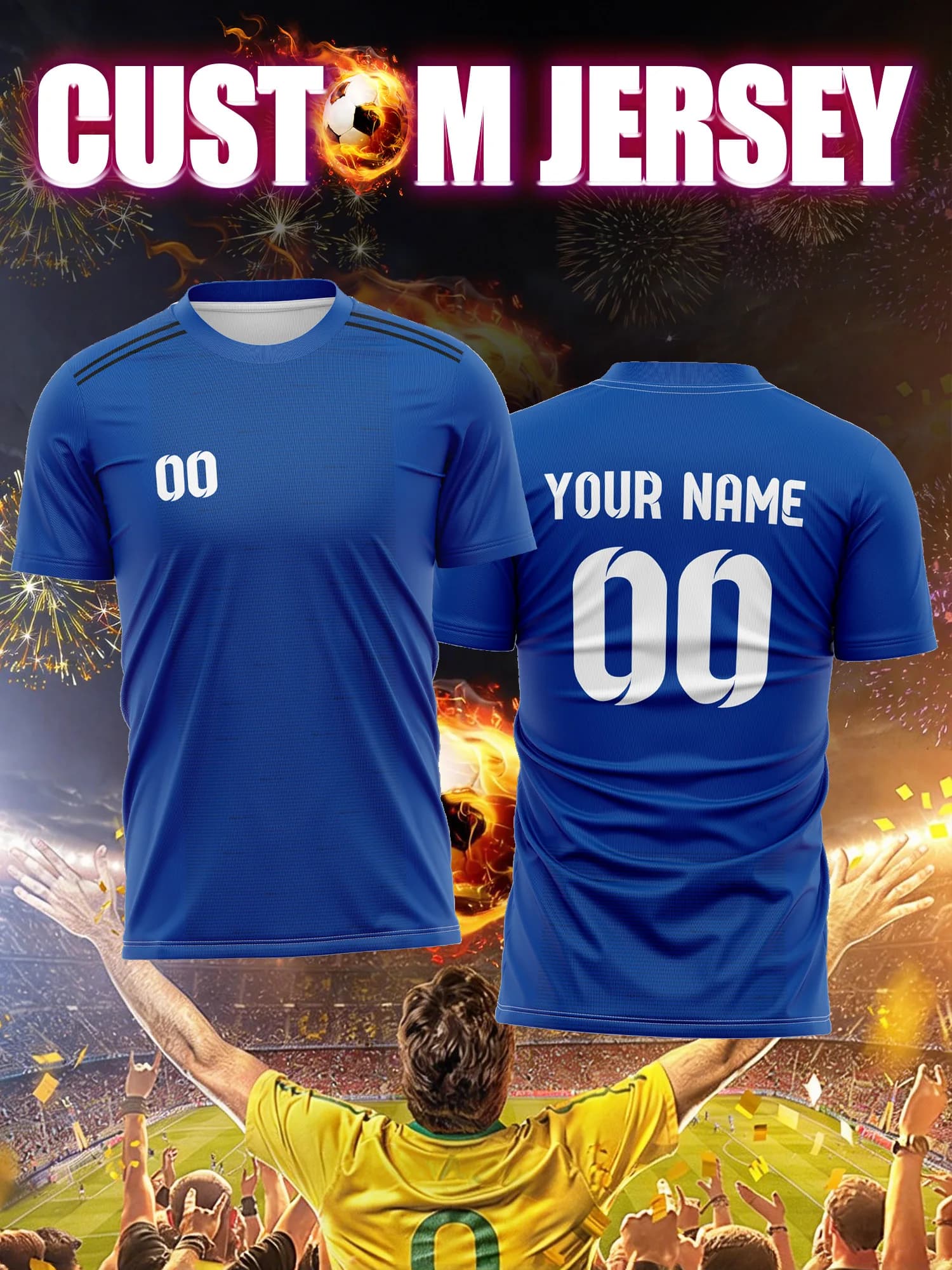 Custom Football Mesh with Image, Number and Name, Beach Soccer Uniforms, Sporty Clothing Resistant to Drying Quick