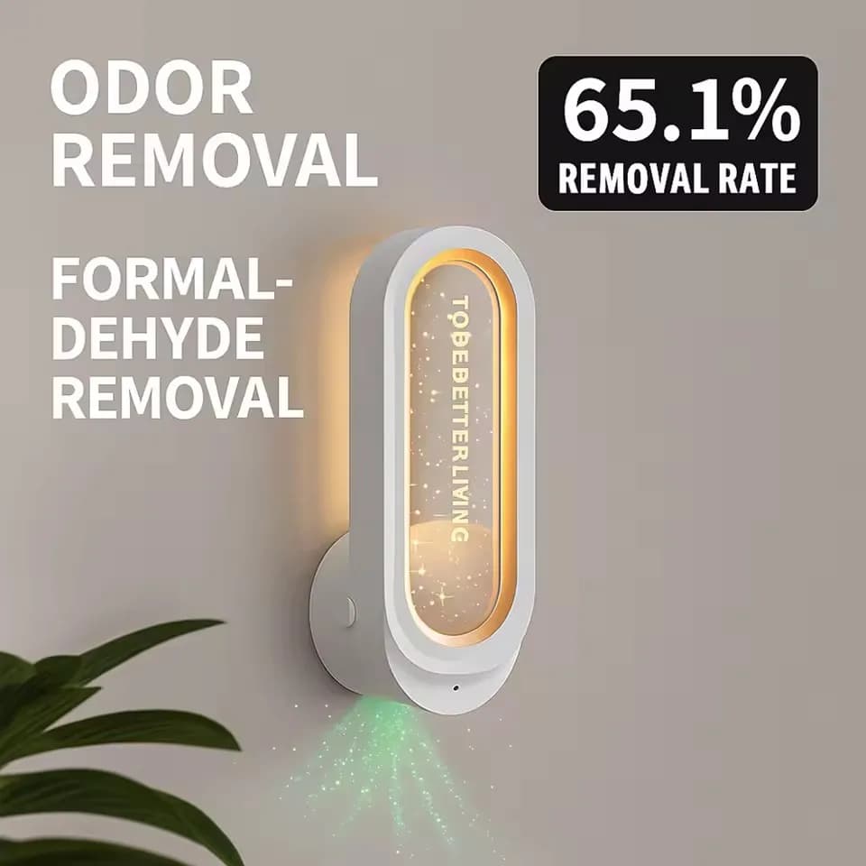 Mini Purificatore d'Aria a Ioni Negativi con Luce Atmosferica Stellata, Deodorante per Bagno, Rimozione di Formaldeide e Odori