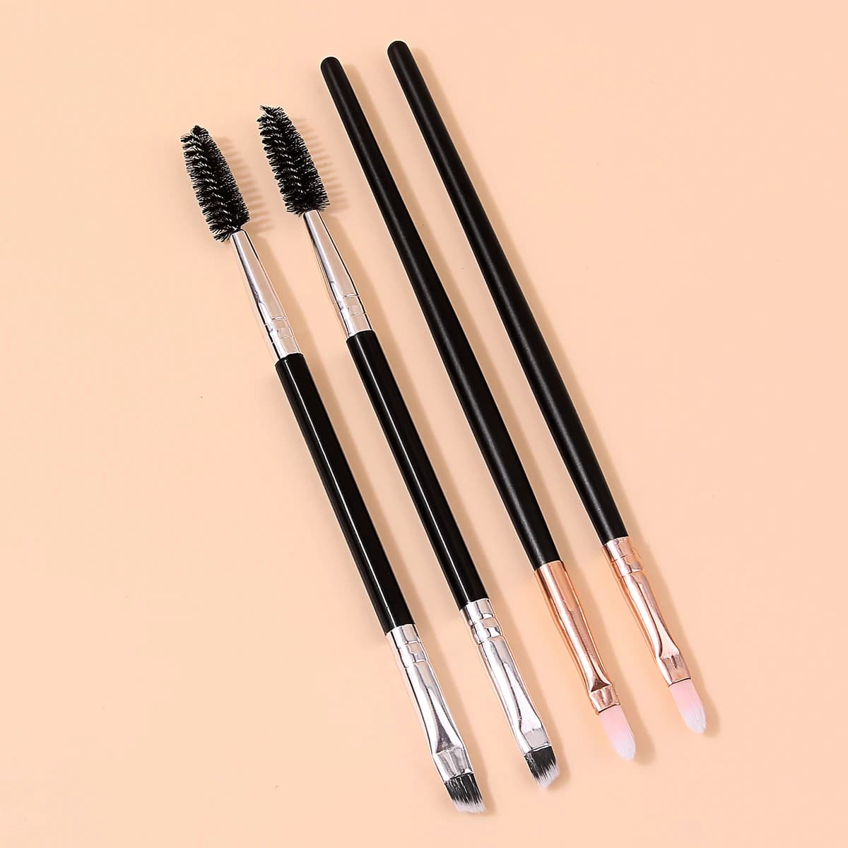 4Pcs Professional Makeup Brushes Set Lip Brush Spoolie Brow Brush Flat Eyebrow Brushes For Lip Gloss Eyeshadow Eyebrow Cosmetic