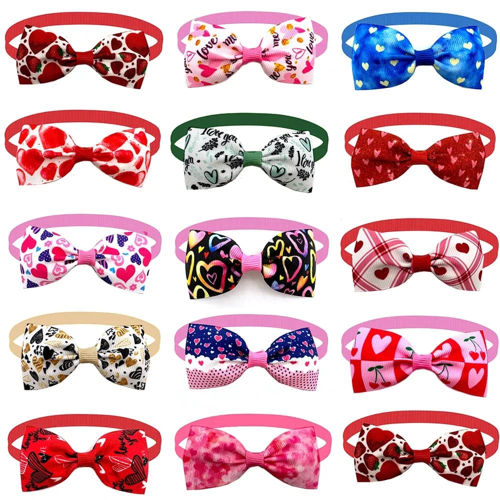 50/100pcs Piccolo Cane Papillon Regolabile San Valentino Stile Pet Dog Papillon Cravatte Pet Collari per Cani Pet Grooming Accessori