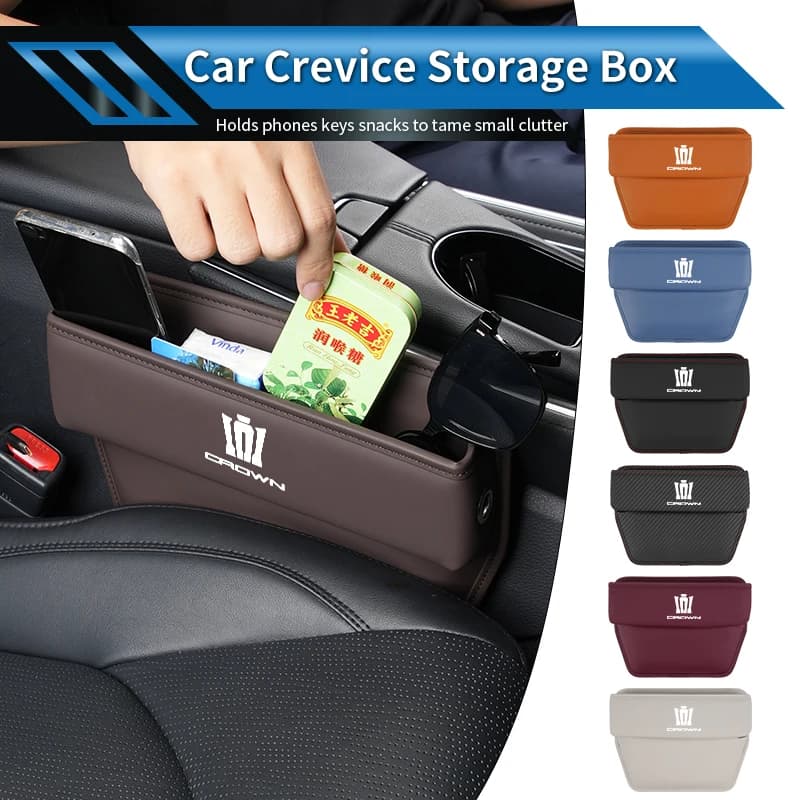 Car Trapezoidal Seat Gap Organizer PU Leather Storage Box Auto Accessories For Toyota Crown GR Auris Hilux Vios Prius Izoa Reiz