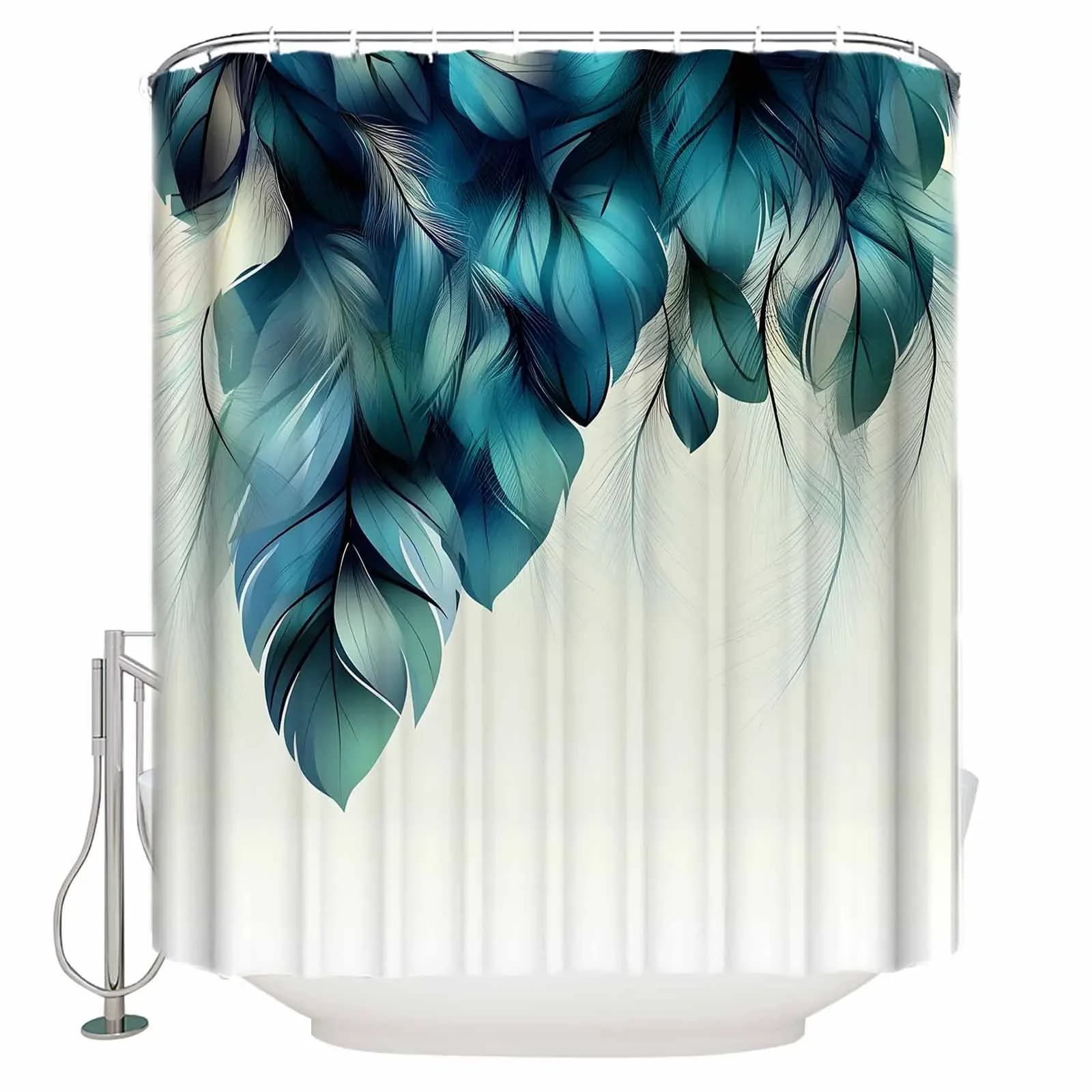 Piuma Arte astratta Tende da doccia Tende da bagno impermeabili Decorazioni per la casa Tenda da bagno moderna di lusso