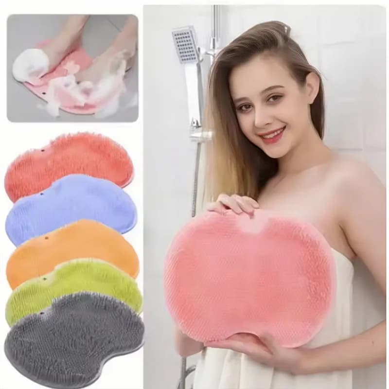 Exfoliating Brush for Feet Foot Wash Mat Brush Body Wash Scrubber in Shower Silicone Bath Massage Mat Back Brush Wall Mounted