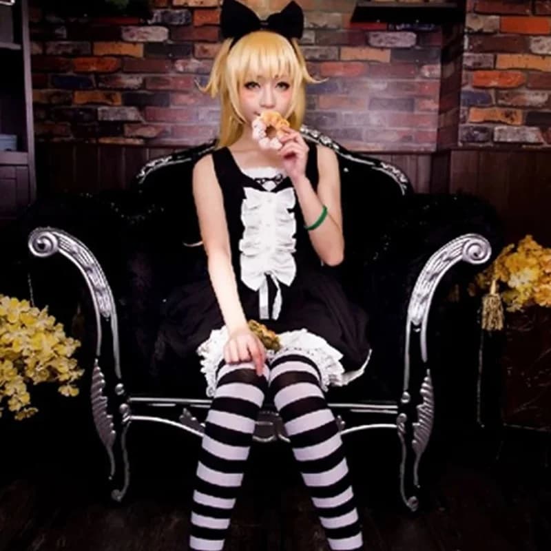 zizi 2025 Monogatari Shinobu Oshino Costume Cosplay con calzini e accessorio per capelli 11