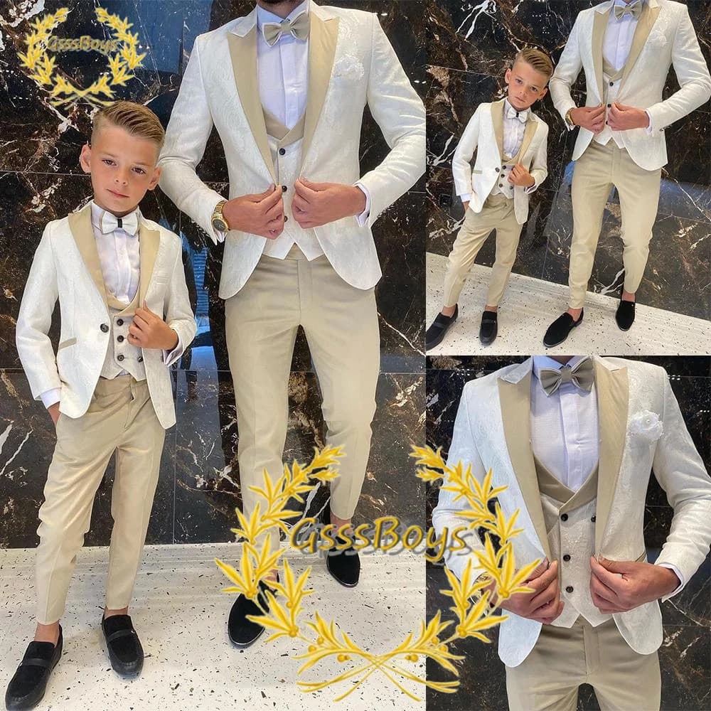 Vestito per ragazzi smoking da sposa 3 pezzi gilet Blazer pantaloni vestito bambini giacca formale personalizzato 3-16 anni