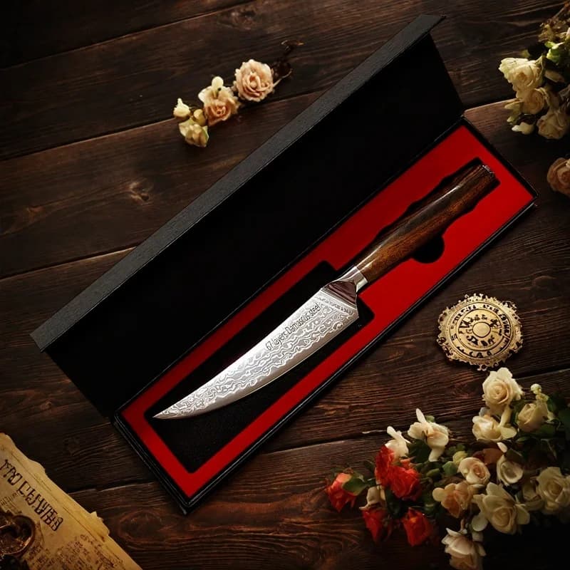Damascus VG10 Super Sharpener with Ebony Handle - Lama Resistant and Sharp for Kitchen