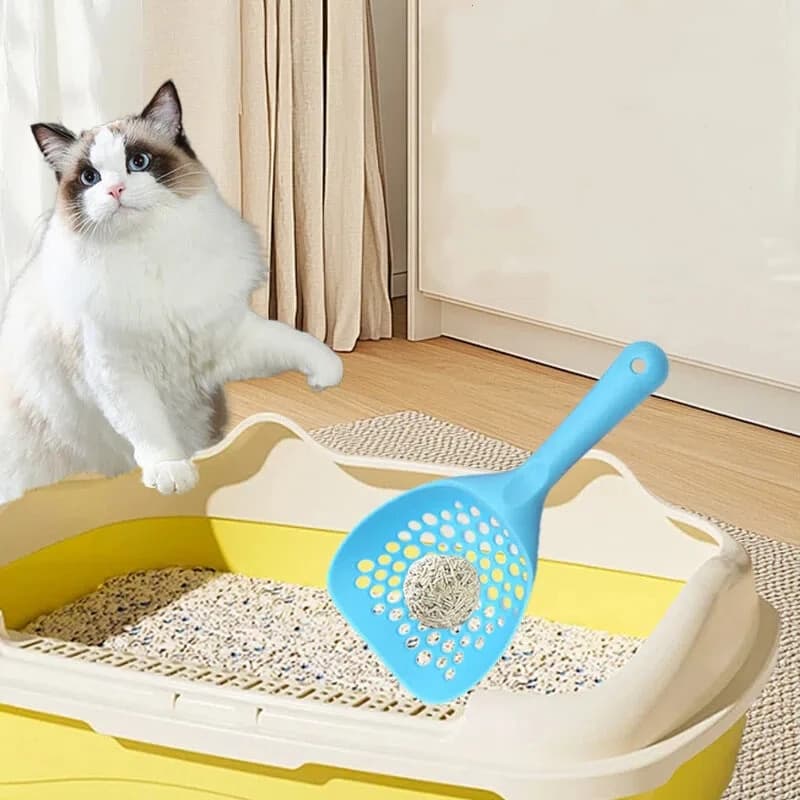 Paletta per lettiera per gatti addensata Toilette per gatti in plastica Lettiera per animali domestici Pala per sabbia Cura degli animali domestici Paletta per rifiuti di sabbia Strumento di pulizia cavo Appeso