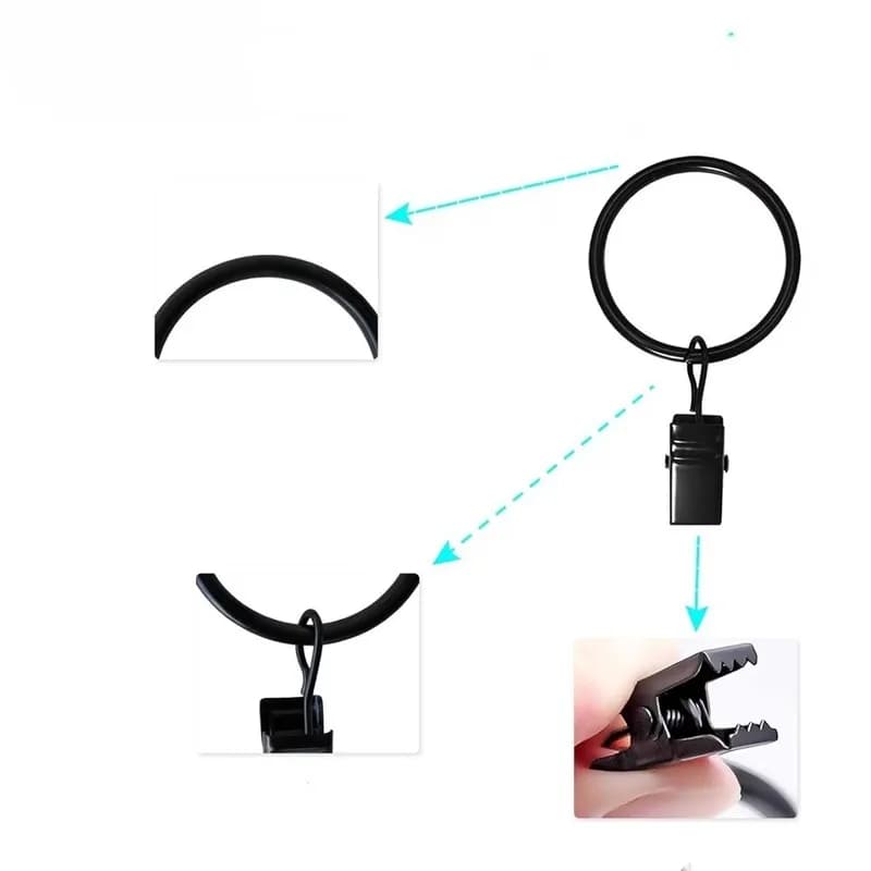 41 pcs 32mm Metal Curtain Hanger Rings, Bathroom Shower Panels, Easy Slide On Rod, Strong Clip Grip, Multipurpose