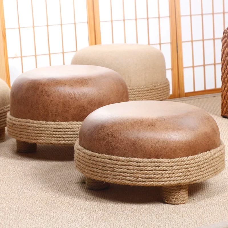 Modern Furniture,Creative Woven Stool,Hemp Rope Cushion,Tatami Leisure Chair,Home Change Shoe Stool,Round Footstool,Mobile Seats