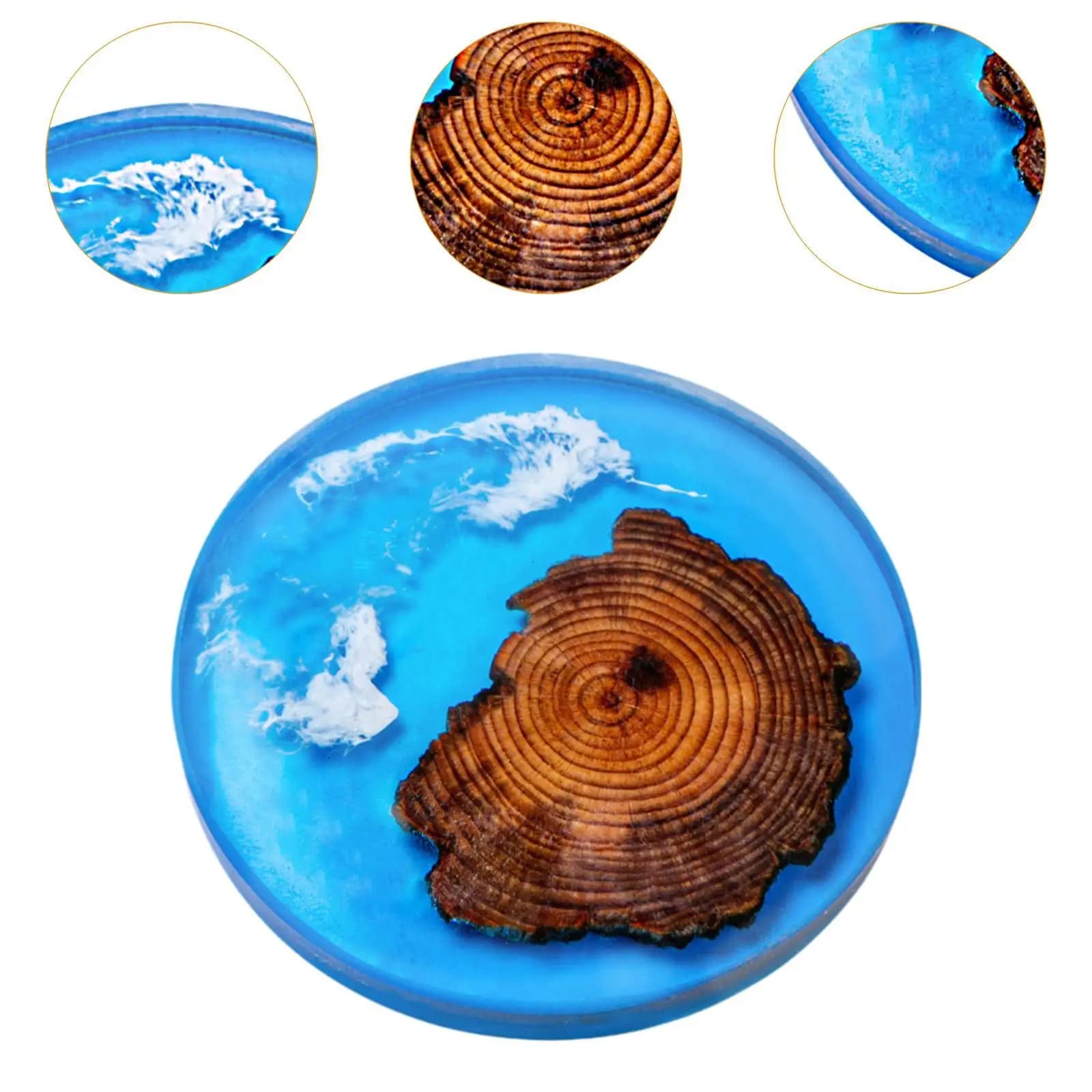 6 Pieces Wooden Coasters Set, Epoxy Resin Coaster, Modern Resin Drink Coasters