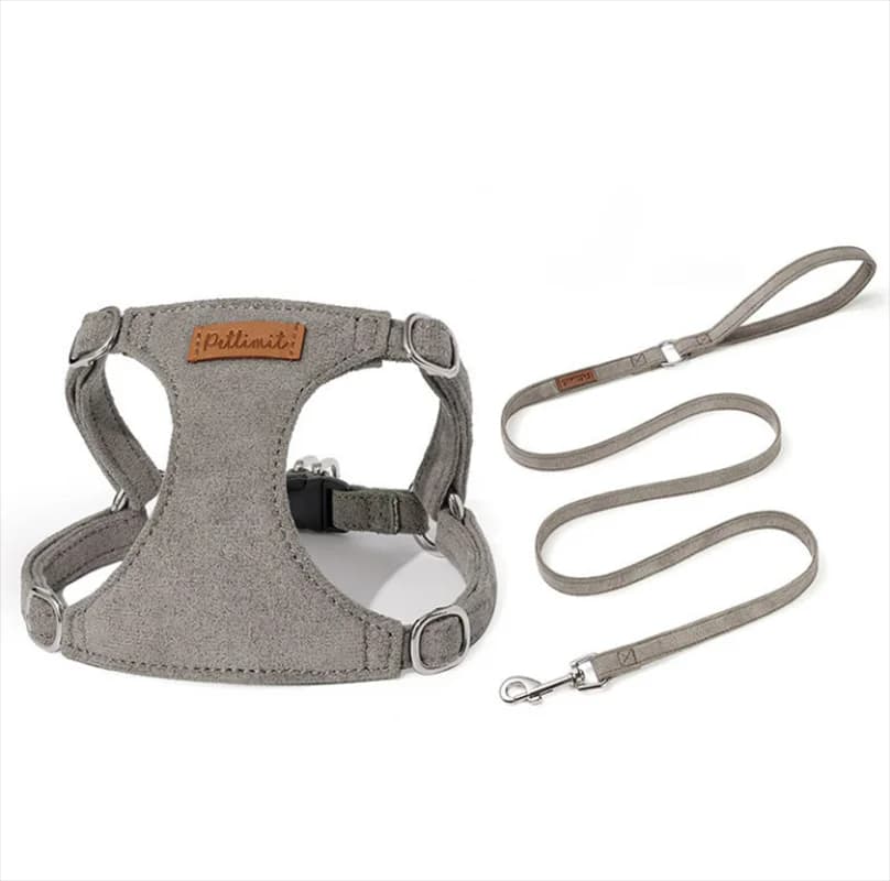 Ultra-Light Suede Cat & Dog Harness Leash Set - Vest-Style Adjustable Pet Harness for Chihuahua, Kittens and Small Breeds
