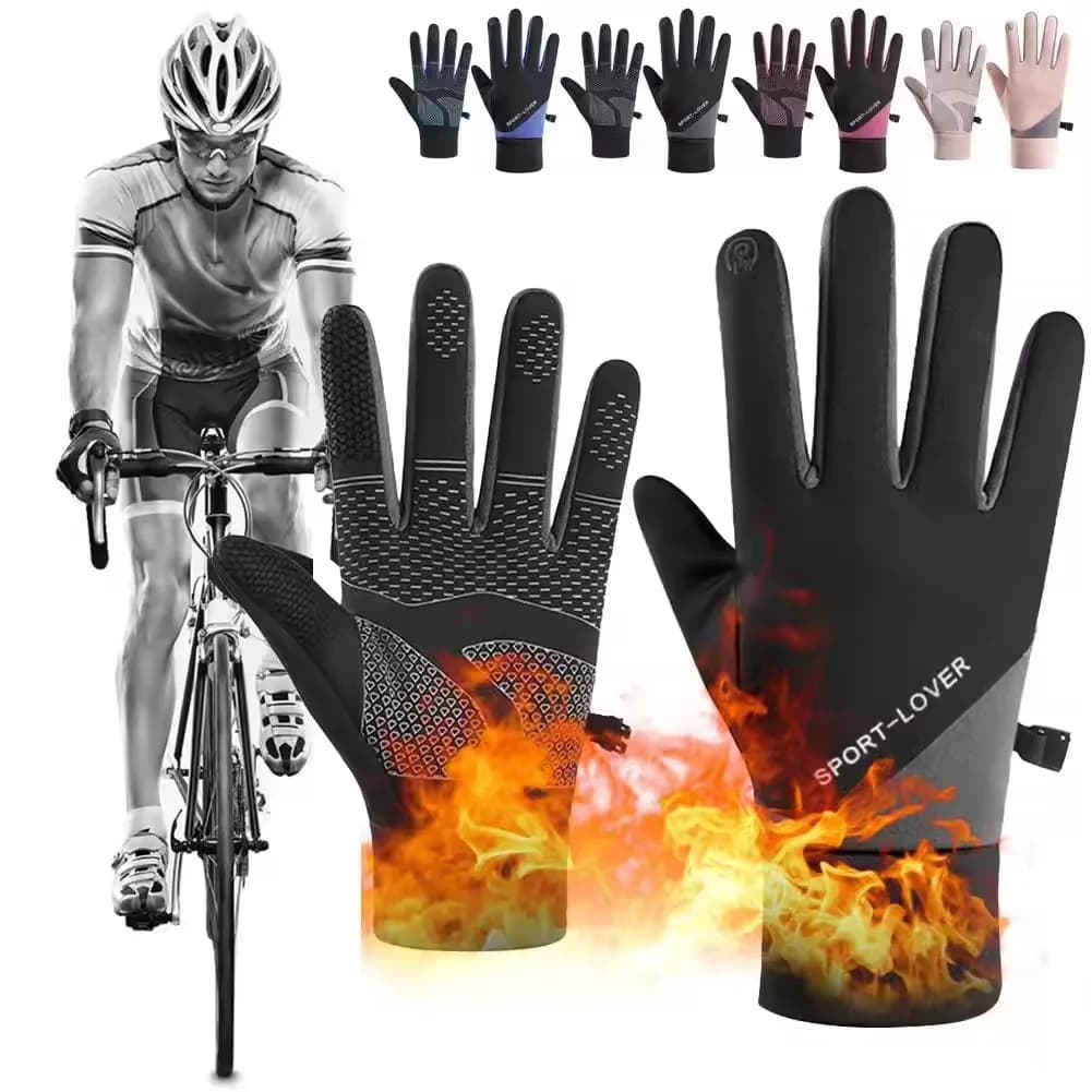 Guanti sportivi da ciclismo all'aperto Guanti unisex spessi e caldi da motociclista Guanti a dita intere Touch screen Guanti antiscivolo resistenti al freddo