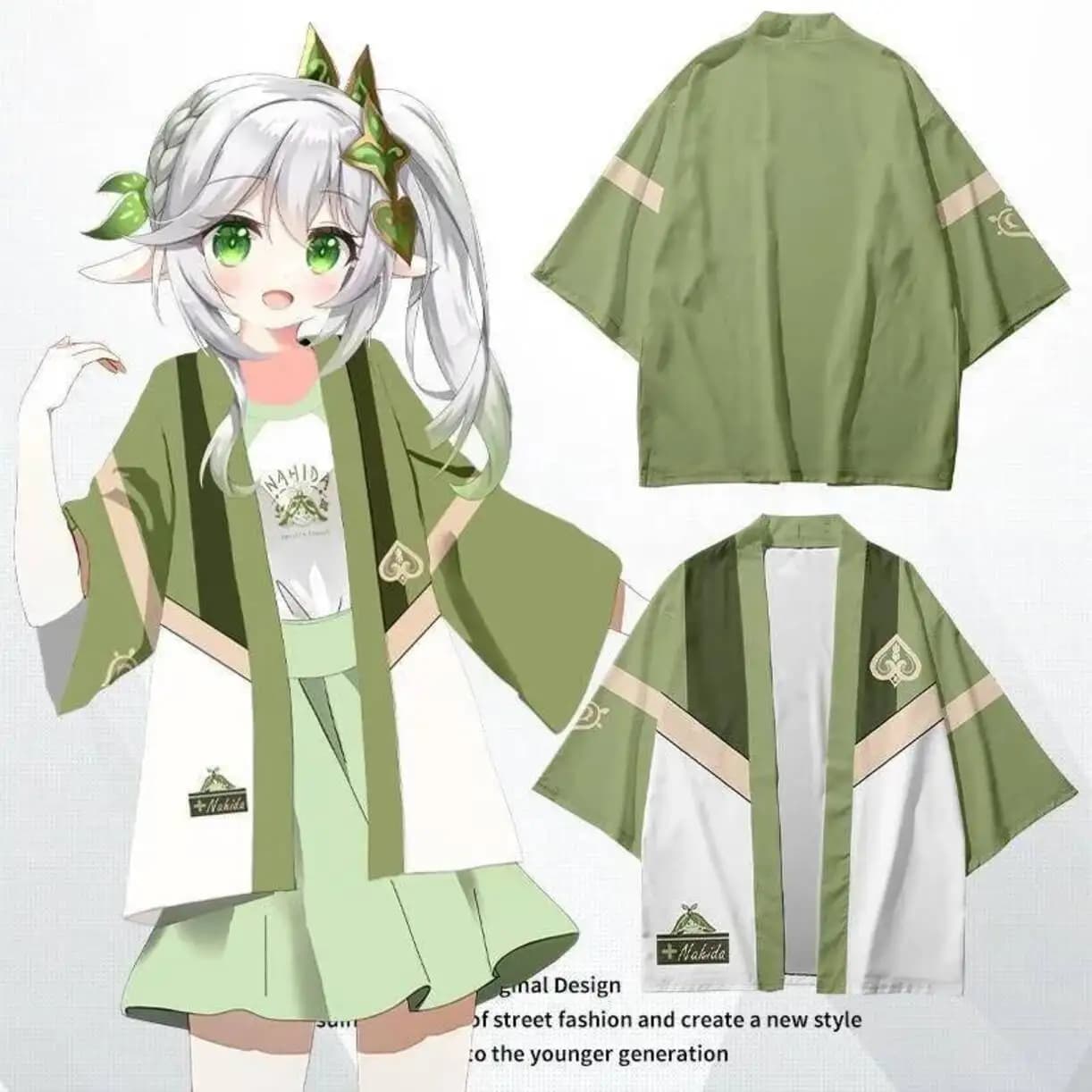 2023 Genshin Impact Nahida Acg Cosplay Kimono T-Shirt And Shorts Set Summer Short Sleeve Haori Cloak Streetwear Harajuku Tops
