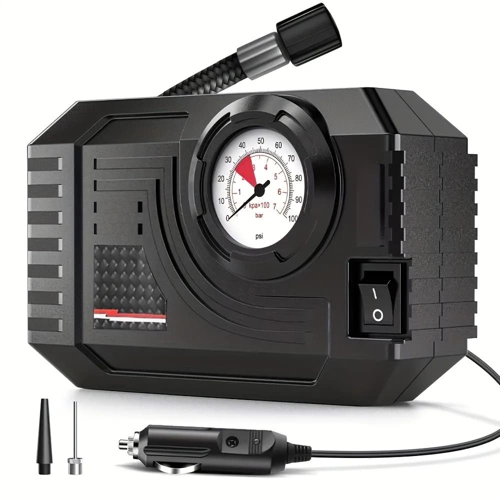 12V Portable Analog Car Tire Inflator 150PSI Mini Auto Air Compressor Cigarette Lighter Pump for Car Bike Ball