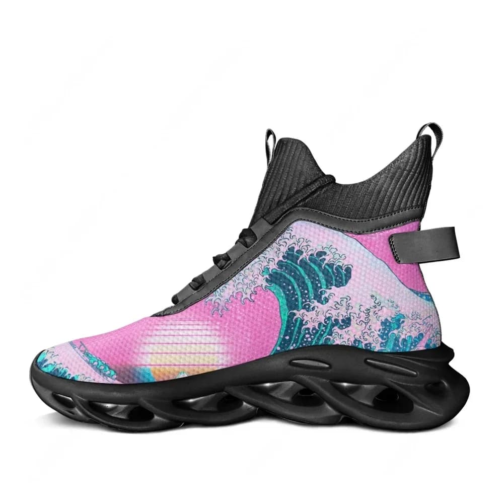 The Great Wave off Kanagawa High Top Flats Sneakers Mens Womens Sports Running Shoes Sneaker Lace Up Mesh Footwear Custom Shoe