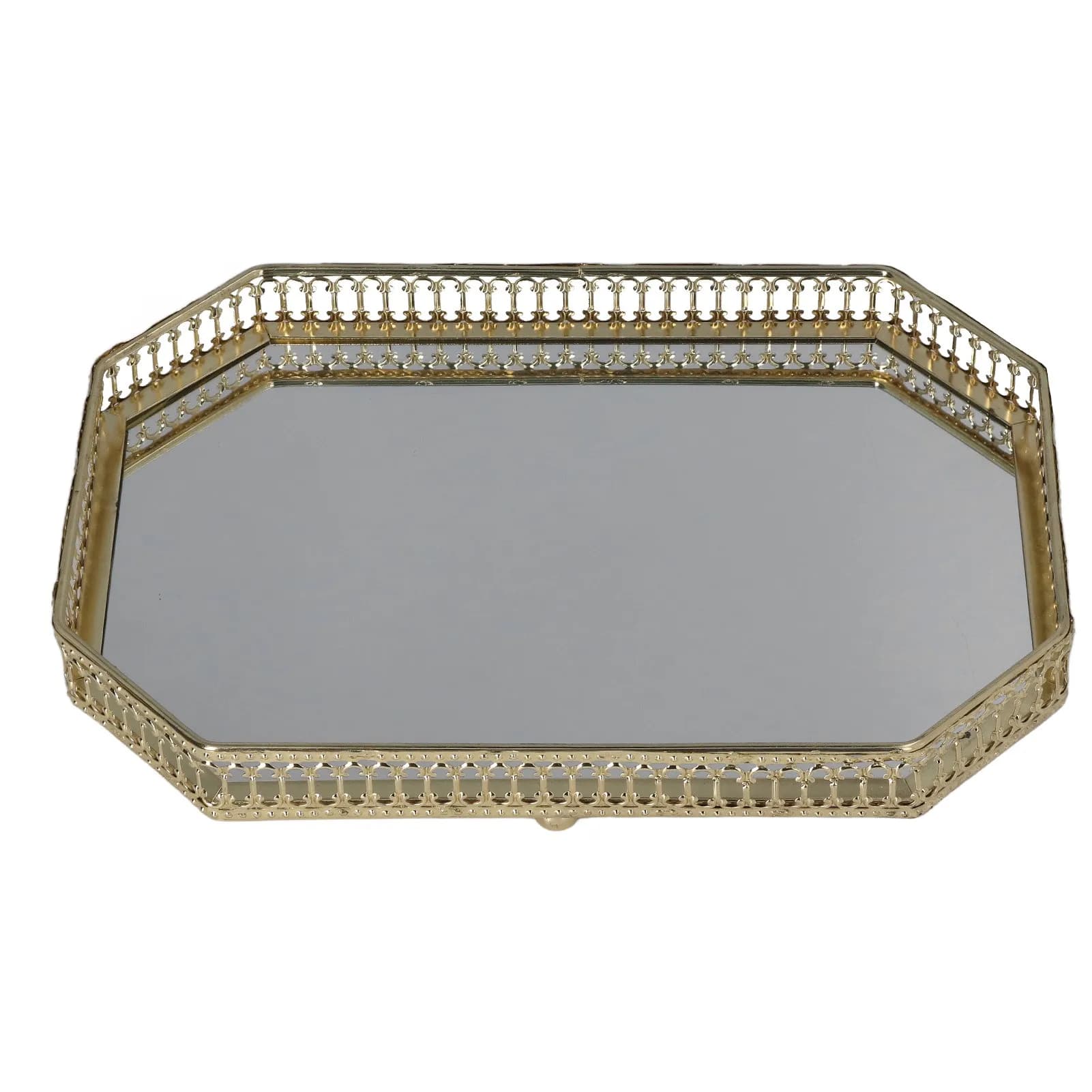 Vassoio a Specchio in Stile Americano, Grande Vassoio Decorativo in Ferro a Forma Geometrica per Bagno e Casa