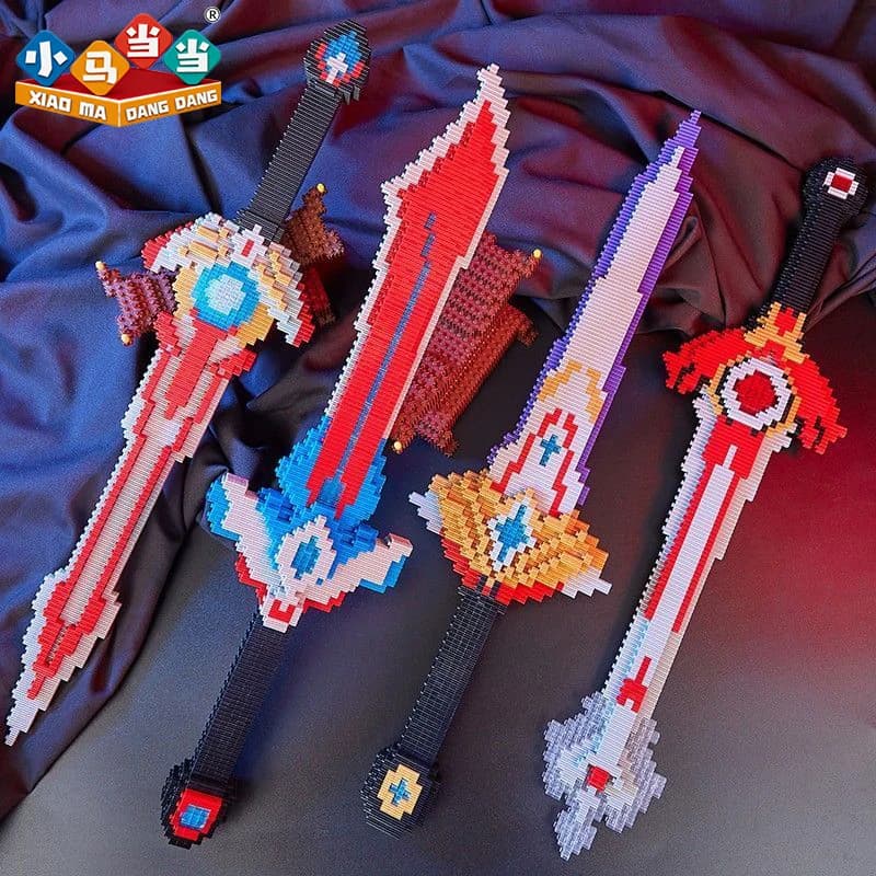 Modello di Spada in Mattoncini, Giocattolo Educativo DIY, Spada di Simulazione per Cosplay, Coltello Ninja in Mattoncini, Regalo di Compleanno Creativo