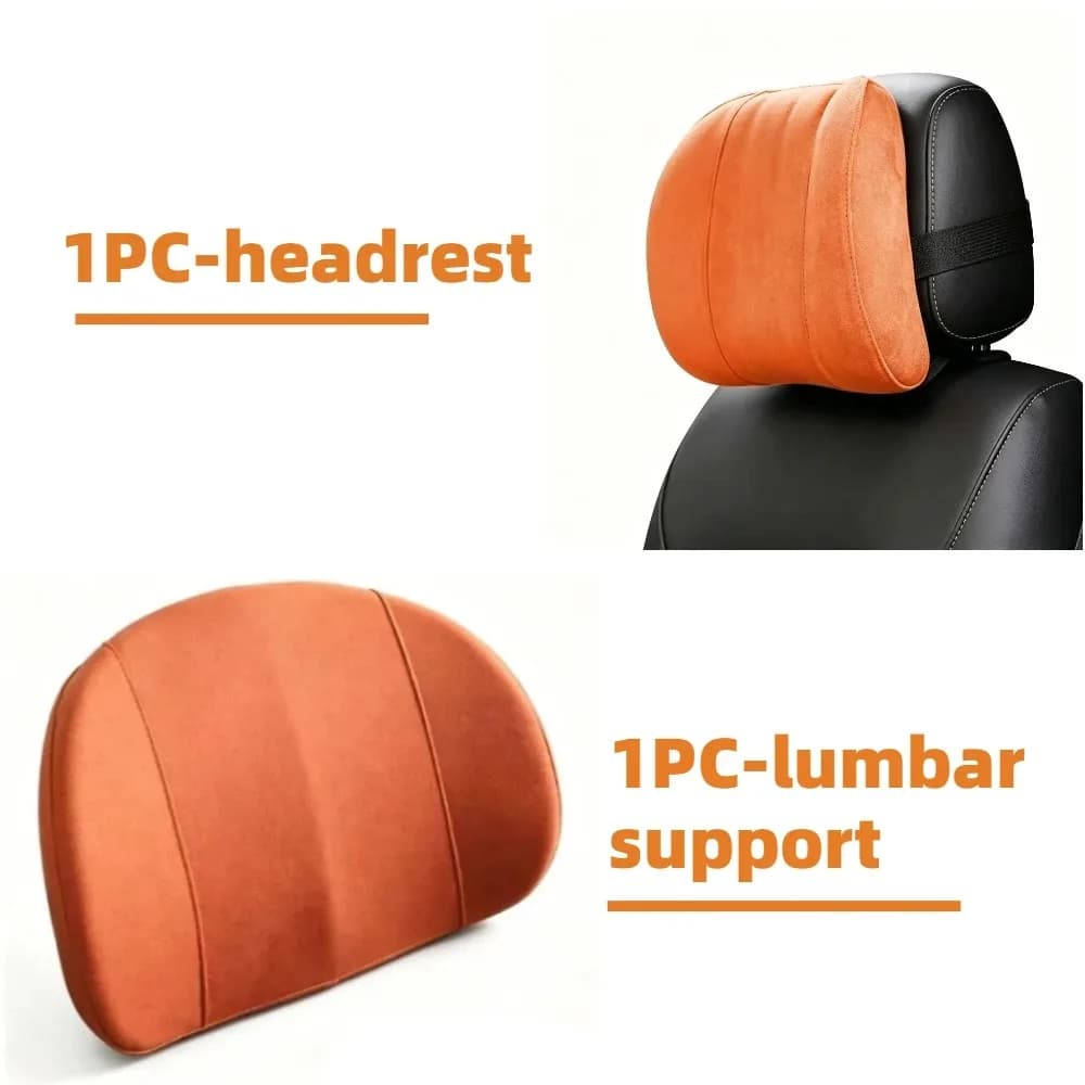 2pcs Universal Neck Waist Pillow Practical Rest Support For Regular And Long Distance Vehicle Travel