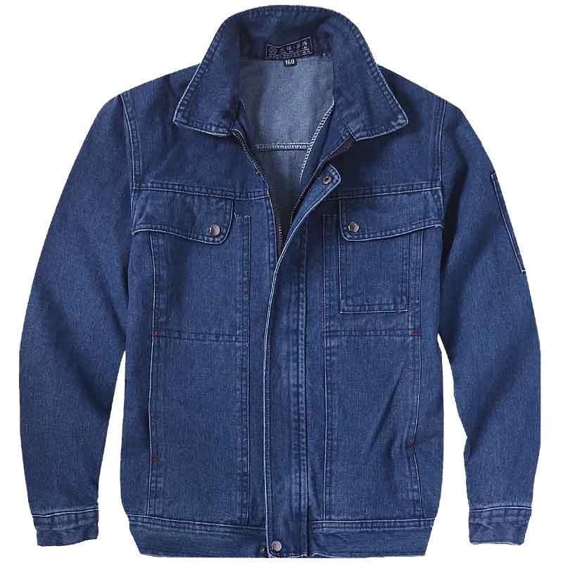 Set di Jeans Rinforzati da Lavoro per Uomo, Uniforme da Saldatore Anti-Scottatura Resistente all'Usura in Misto Cotone per Fabbrica e Officina