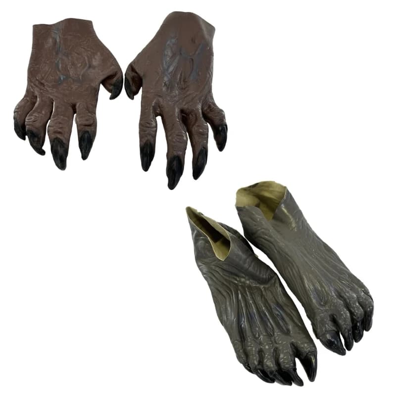 634C Guanti da mannaro realistici Copriscarpe da mannaro Lattice mannaro Costume mano/piede Copripiede