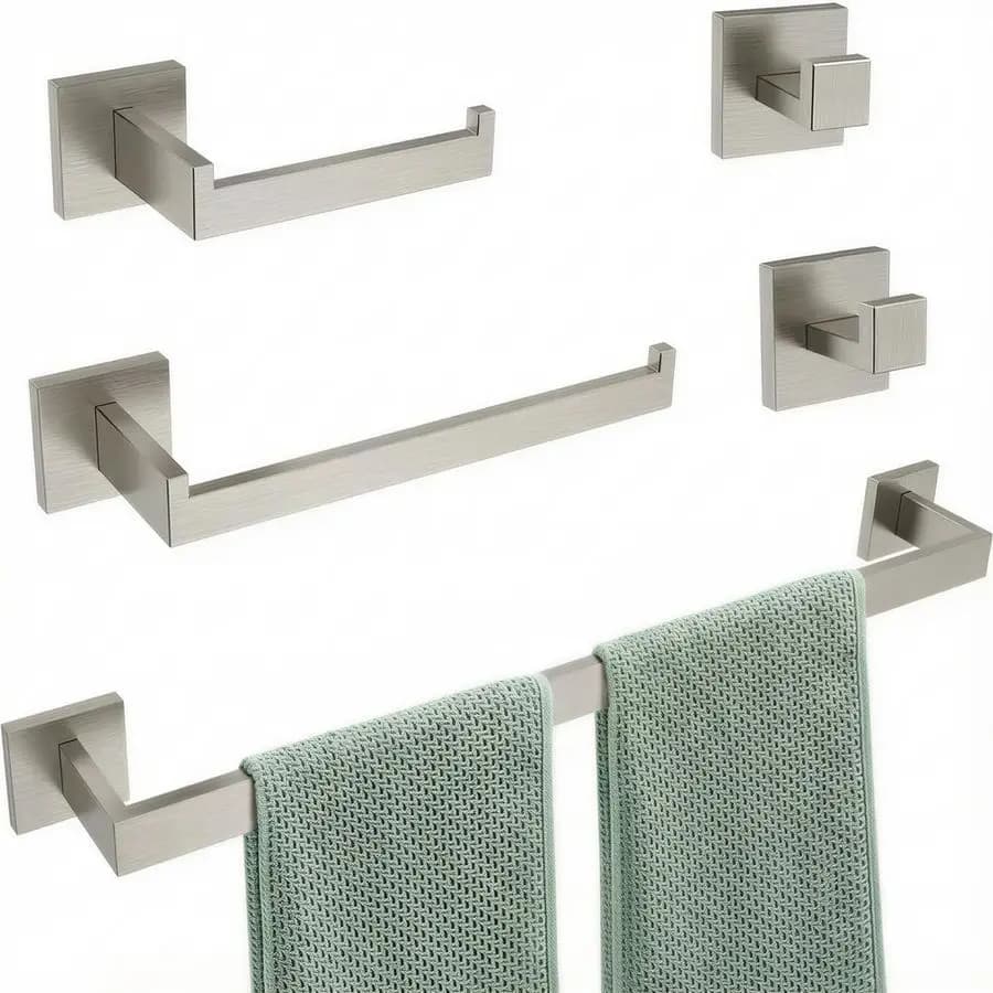 Set di accessori per il bagno in nichel spazzolato, set porta asciugamani in acciaio inossidabile 304 ispessito montato a parete, con portasciugamani da 23,6 pollici, Han