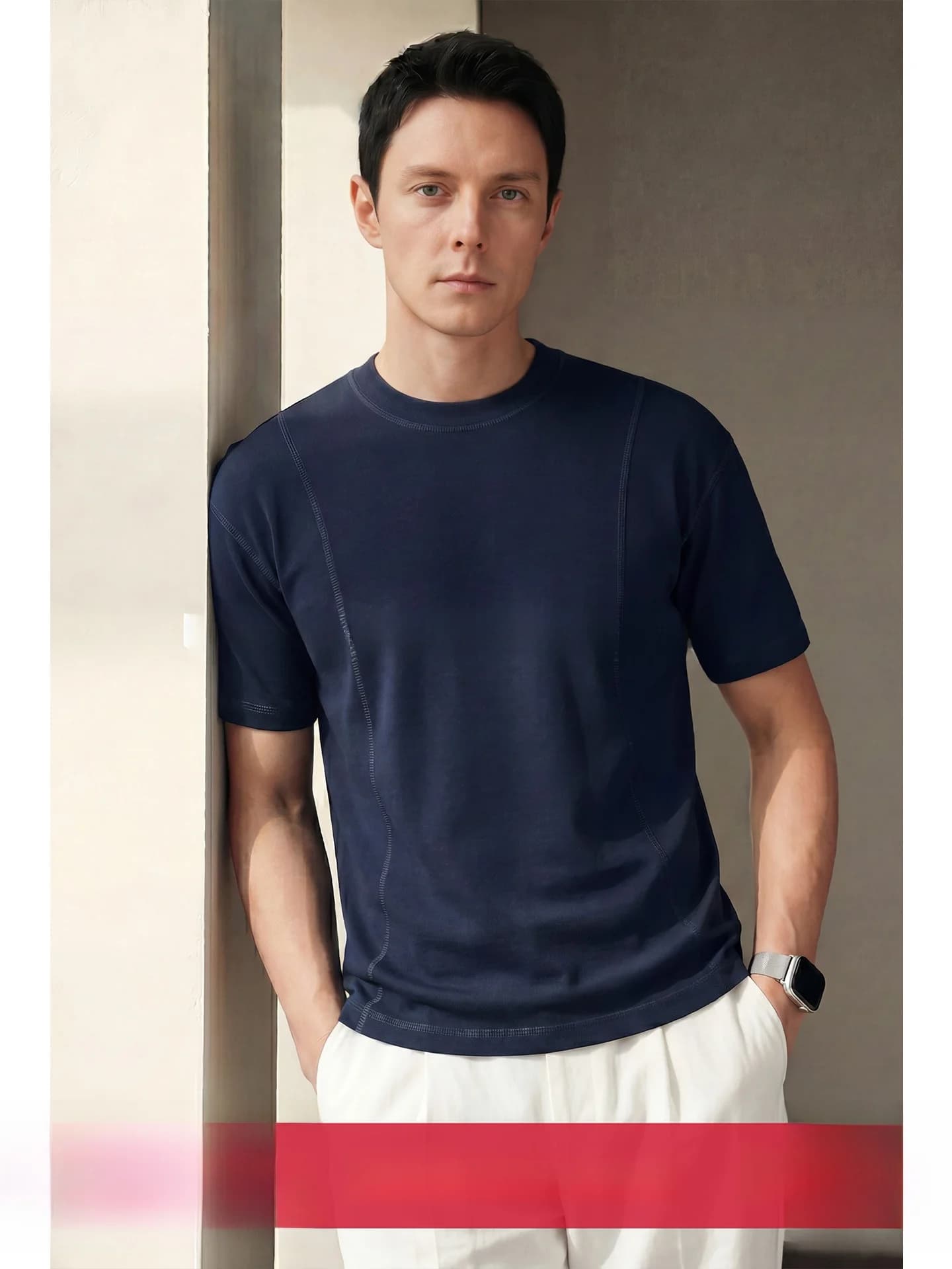 Cleanfit Casual Short Sleeve Men's T-shirt Summer Fashion Urban Style Cotton Breathable Comfortable round Neck Short Length