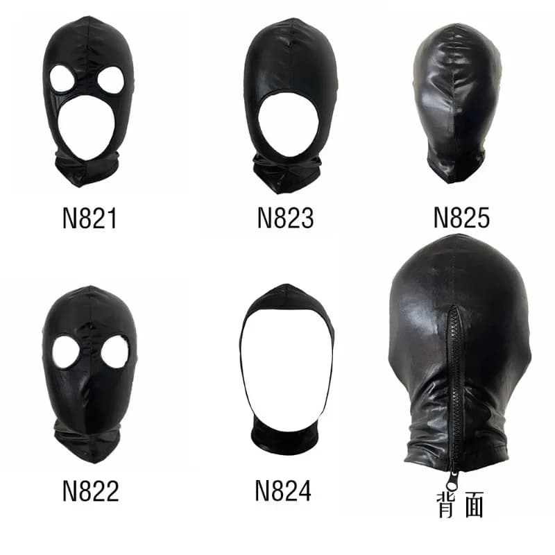 Donna Uomo Maschera in lattice Panno abbronzante Bocca aperta e occhi incollati Copricapo Coppie Maschera per adulti Cappuccio per costume da gioco di ruolo