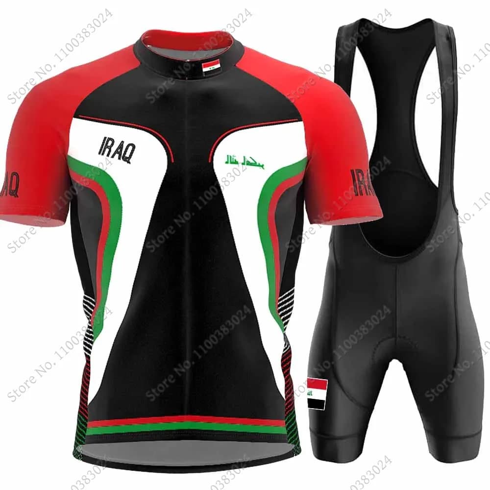 2023 Iraq National Cycling Jersey Set Mens Short Sleeve Cycling Clothing Road Bike Shirts Bike Jumpsuit Shorts with MTB Wear Ropa