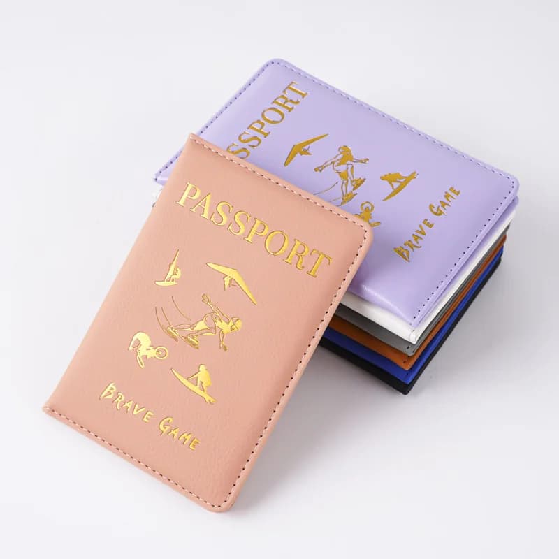 Fashion Women Men Passport Cover Pu Leather Solid Color Travel ID Credit Card Passport Holder Packet Wallet Purse Bags Pouch