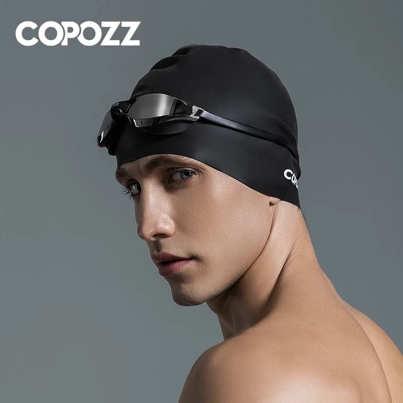 Men's Elastic Swim Hat Large Size Professional Swimming Clothing for Adults Swim Hat Waterproof Swimming Headphones in Silicone