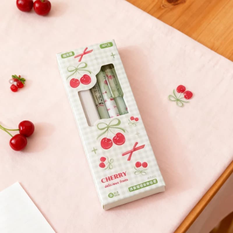 4pcs Cute Red Apple Automatic Pencil Set - 0.5mm with Eraser, Stationery for School Kids Students & Office