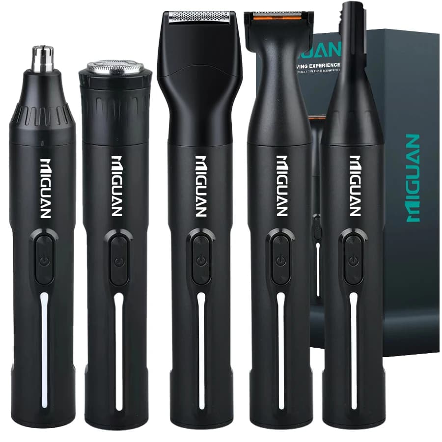 Kit professionale per la cura della persona 5 in 1, tagliacapelli per naso e orecchie ricaricabile tramite USB, rasoio per barba e sopracciglia,