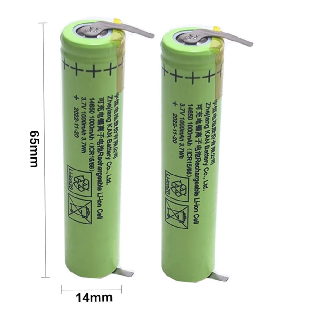 2PCS 14650 3.7V 1000mAh Con Linguette di Saldatura Batteria Per SOOCAS V1 V2 X3 X3U X5 D2 D3 Sonic Spazzolino Elettrico Led Torcia Elettrica