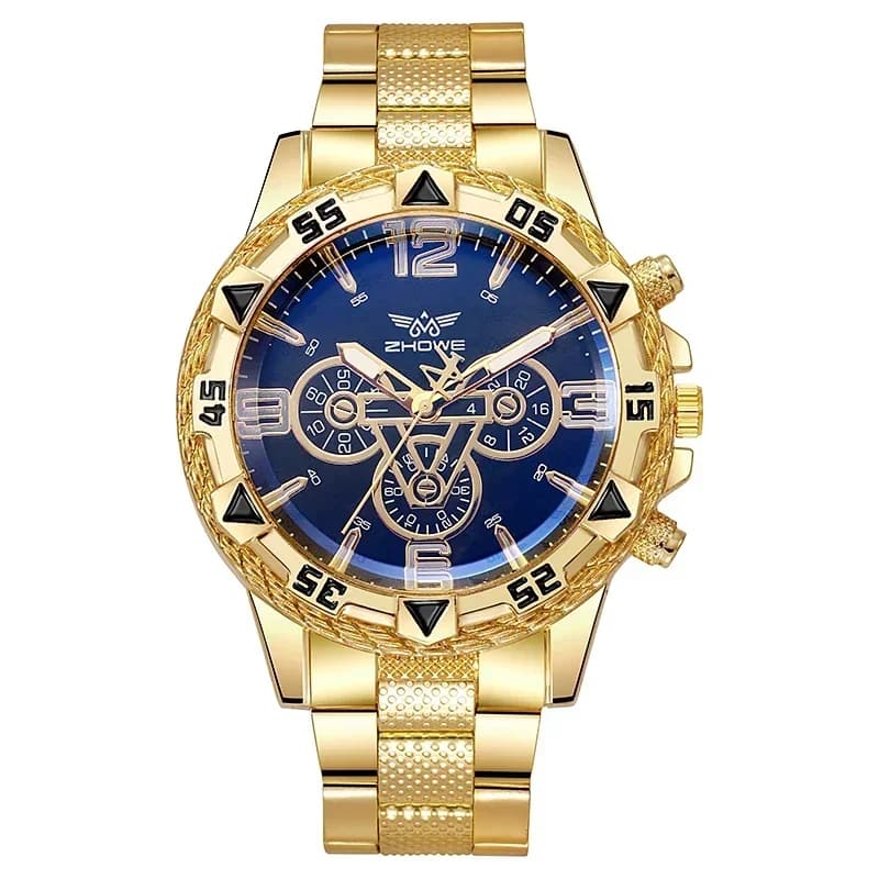 Orologio da Polso da Uomo di Lusso al Quarzo, Classico da Business, con Quadrante Grande, Cinturino in Acciaio in Lega, Luce Blu e Tre Lancette