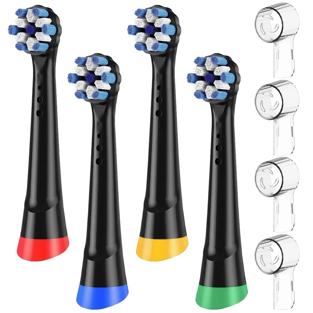4 professional spare heads and 4 toothbrush heads compatible with Oral B iO Series electric toothbrush