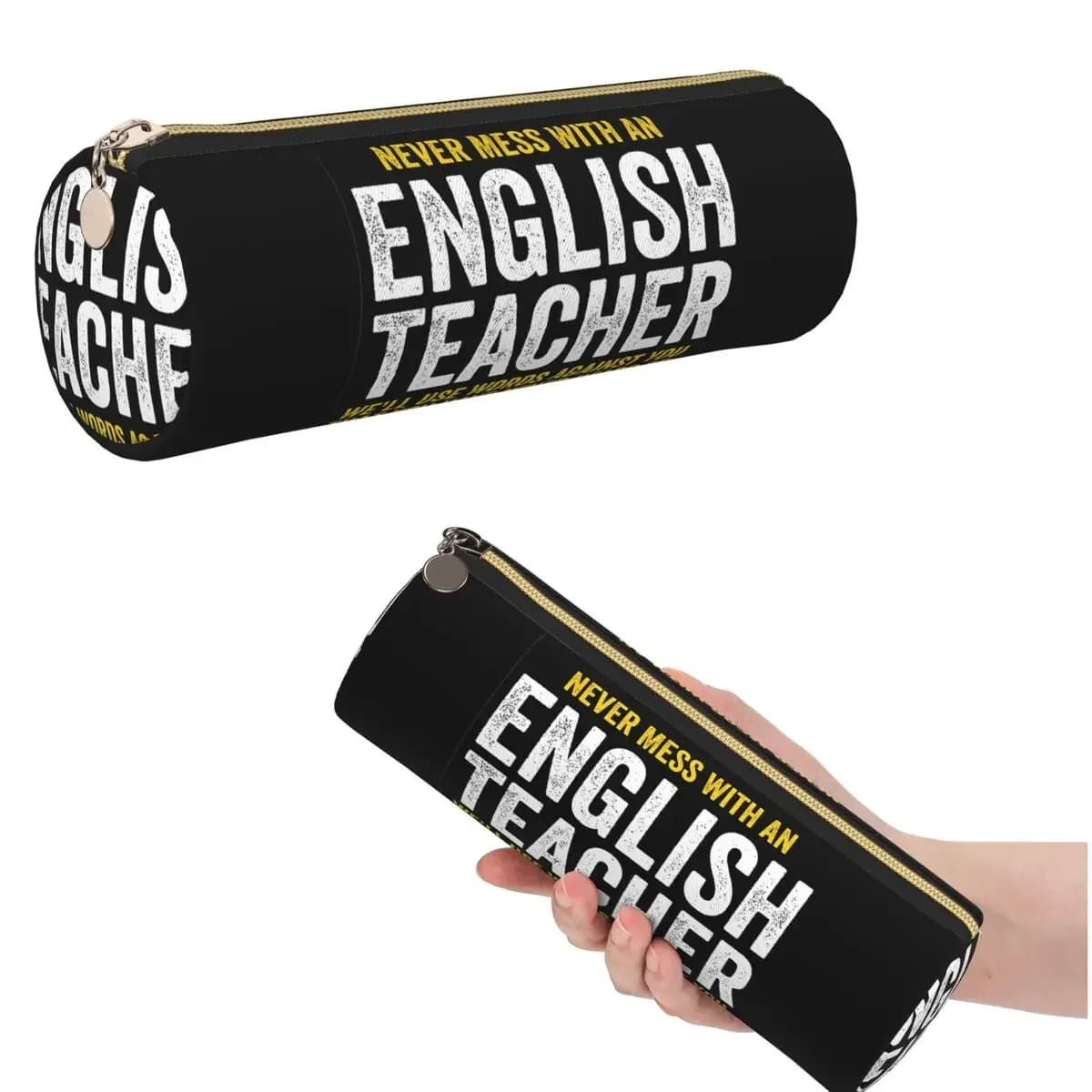 Never Mess With An English Teacher Pencil Case for Studen Gifts Cylinder Pen Box Pencil Bag Pen Holder