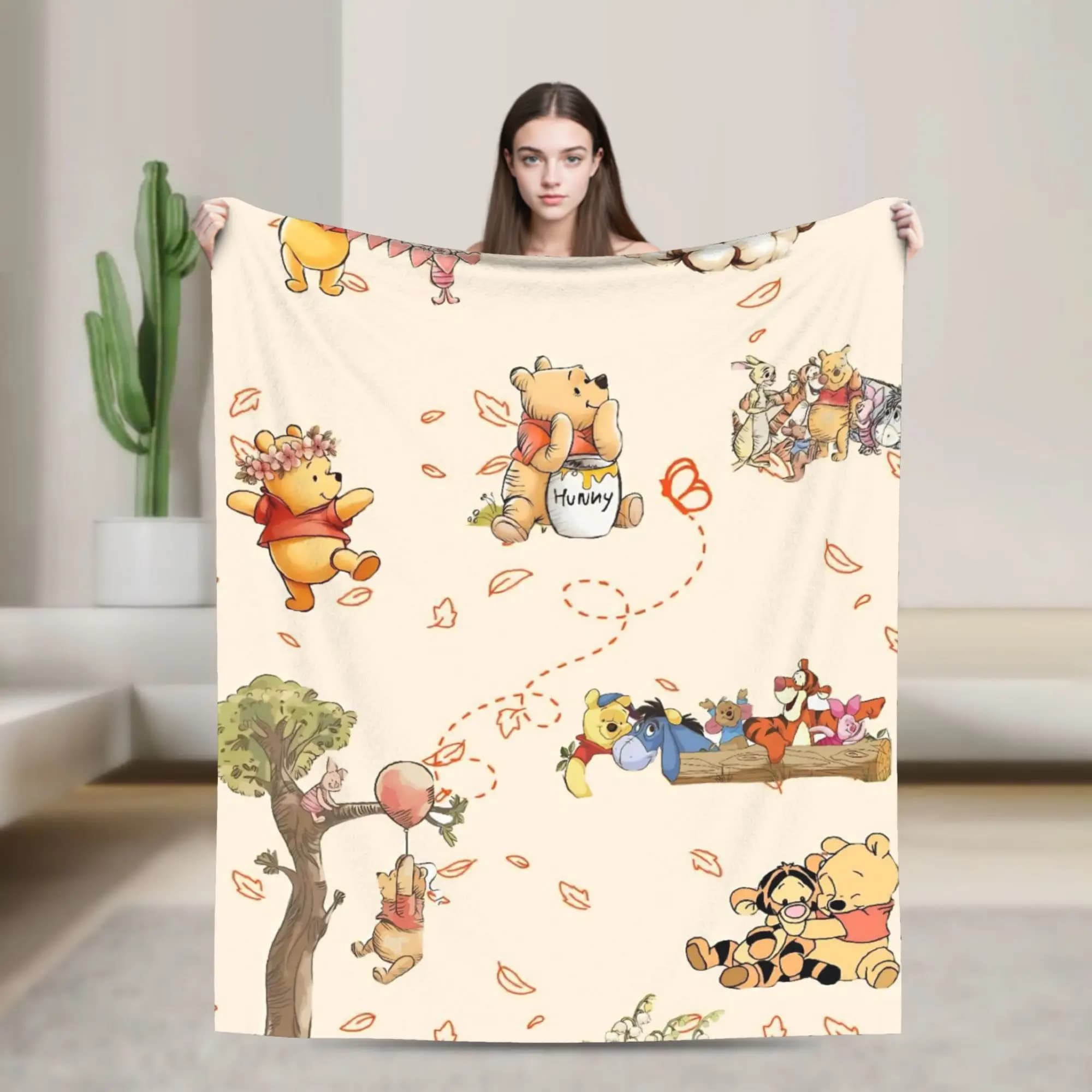 Coperta Winnie The Poohs Biancheria da letto in peluche con grafica super calda per soggiorno per bambini Copriletto in flanella