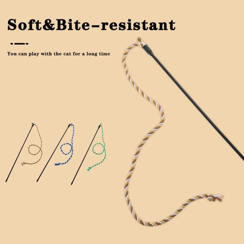 Durable with Bell Cat Wand Bite Resistant Cotton Rope Cat Wand Toy Interactive Play Kitten Teething Stick Pet