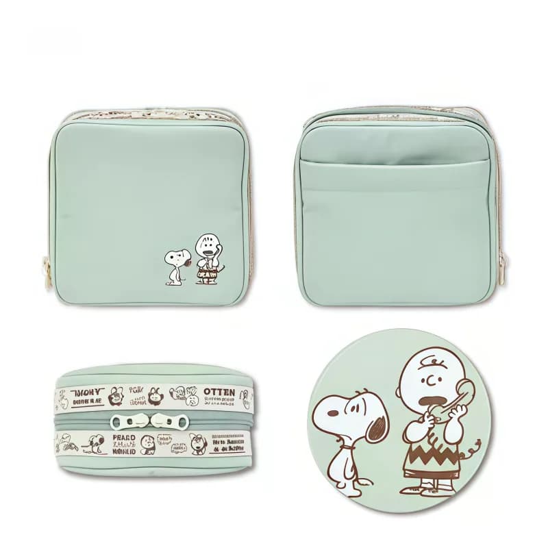 Anime Snoopys Series Square Cosmetic Bag Cartoon Creativity Printing Portable Multi-compartment Storage Bag Coin Purse Gift