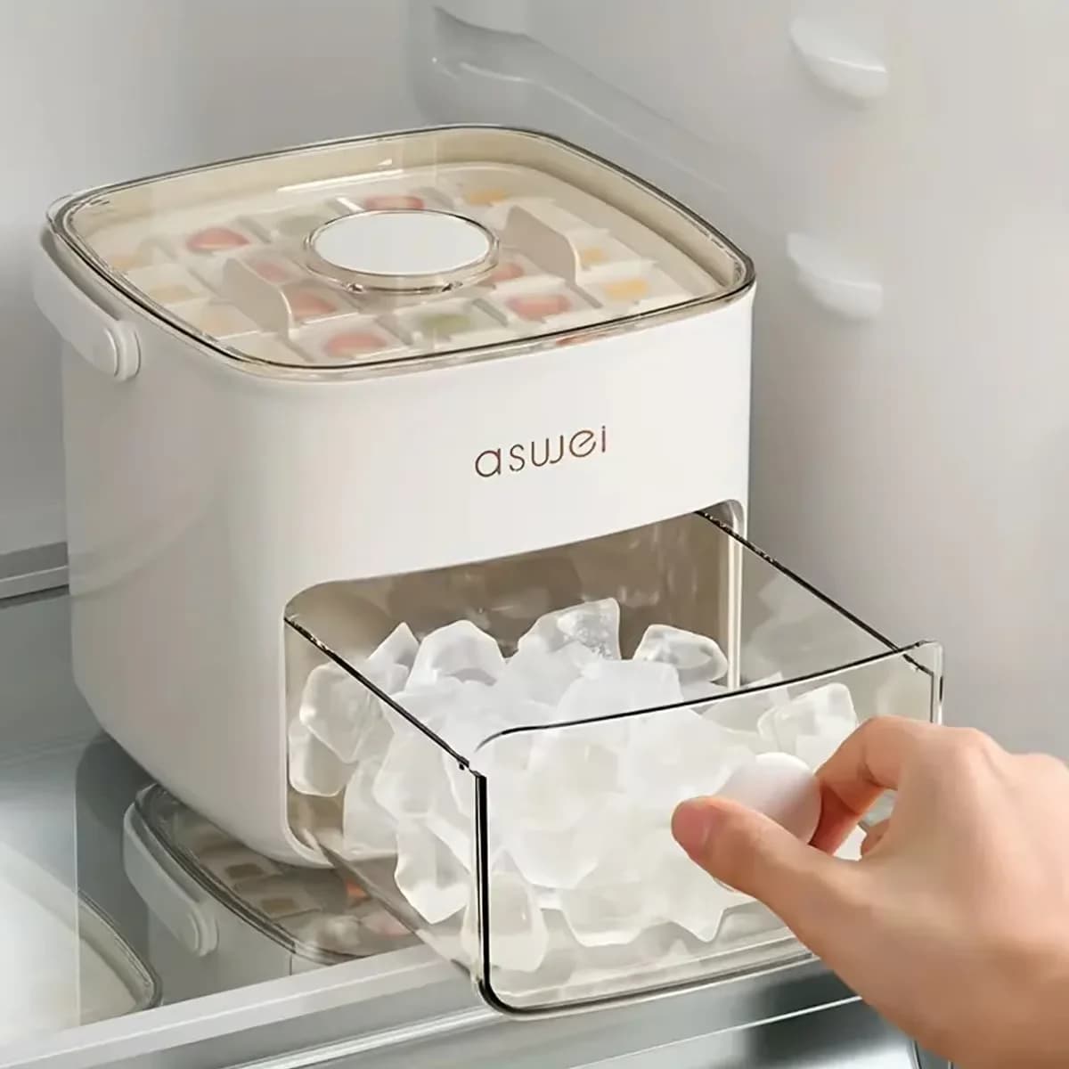 Macchina per il ghiaccio a 48 cubetti con cassetto porta ghiaccio, stampo per cubetti di ghiaccio, rilascio facile con un solo tocco, macchina per il ghiaccio compatta per uso domestico ed esterno
