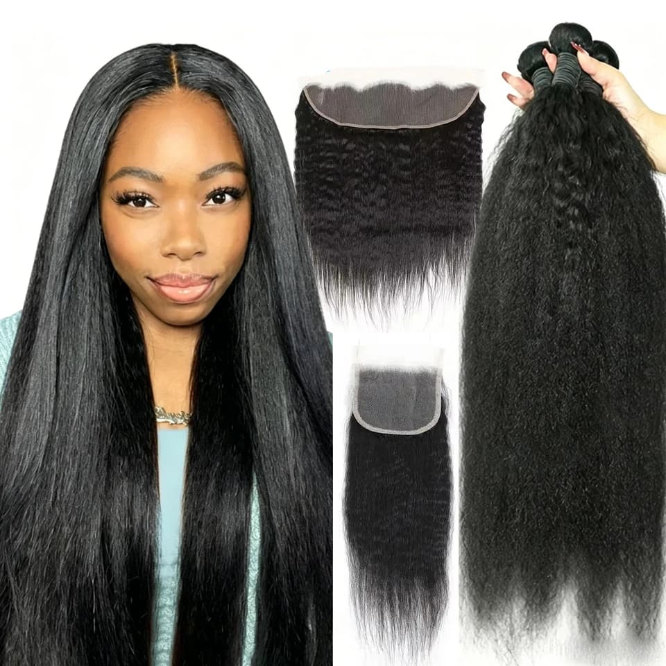 Extensions of Human Hair Remy Peruviani Straight Crespi with 4x4 closure and Front in Pizzo 13x4 with Hairband