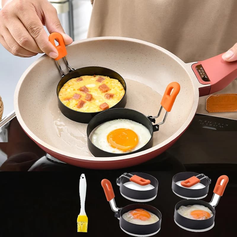 Stainless Steel Fried Egg Pancake Ring Omelette Egg Round Shaper Eggs Mold Burger Patties Frying Pan Mold For Cooking Breakfast
