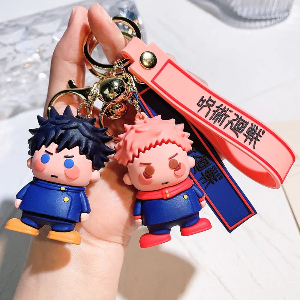 Keyring Jujutsu Kaisen 2024, Figurine in Version Q of Gojo Satoru and Itadori Yuji, Collection Models, Gashapon Blind Box Anime