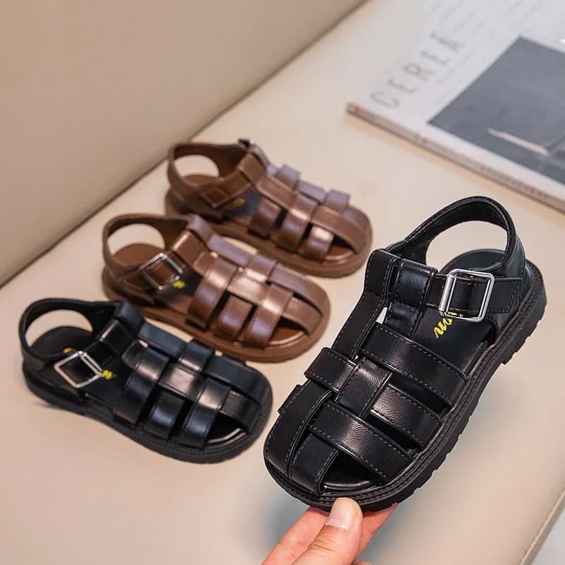 Comodi Sandali Chiusi per Bambini, Suola Morbida Antiscivolo con Fibbia, Scarpe Estive da Spiaggia per Bambini e Bambine