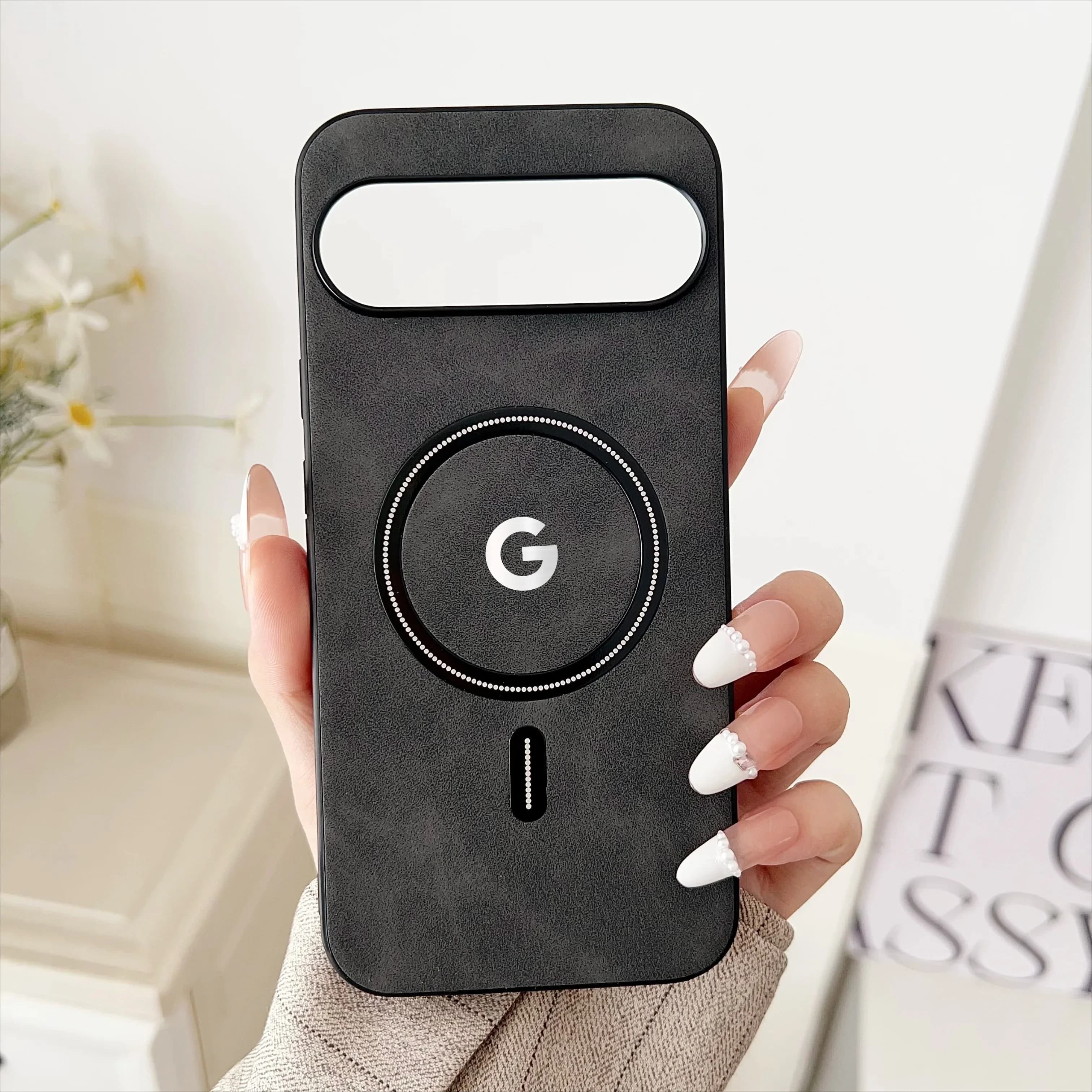 Mag-safe phone case in vintage leather for Google Pixel 10 9 8 7A Pro XL matt protective case with magnetic wireless charge
