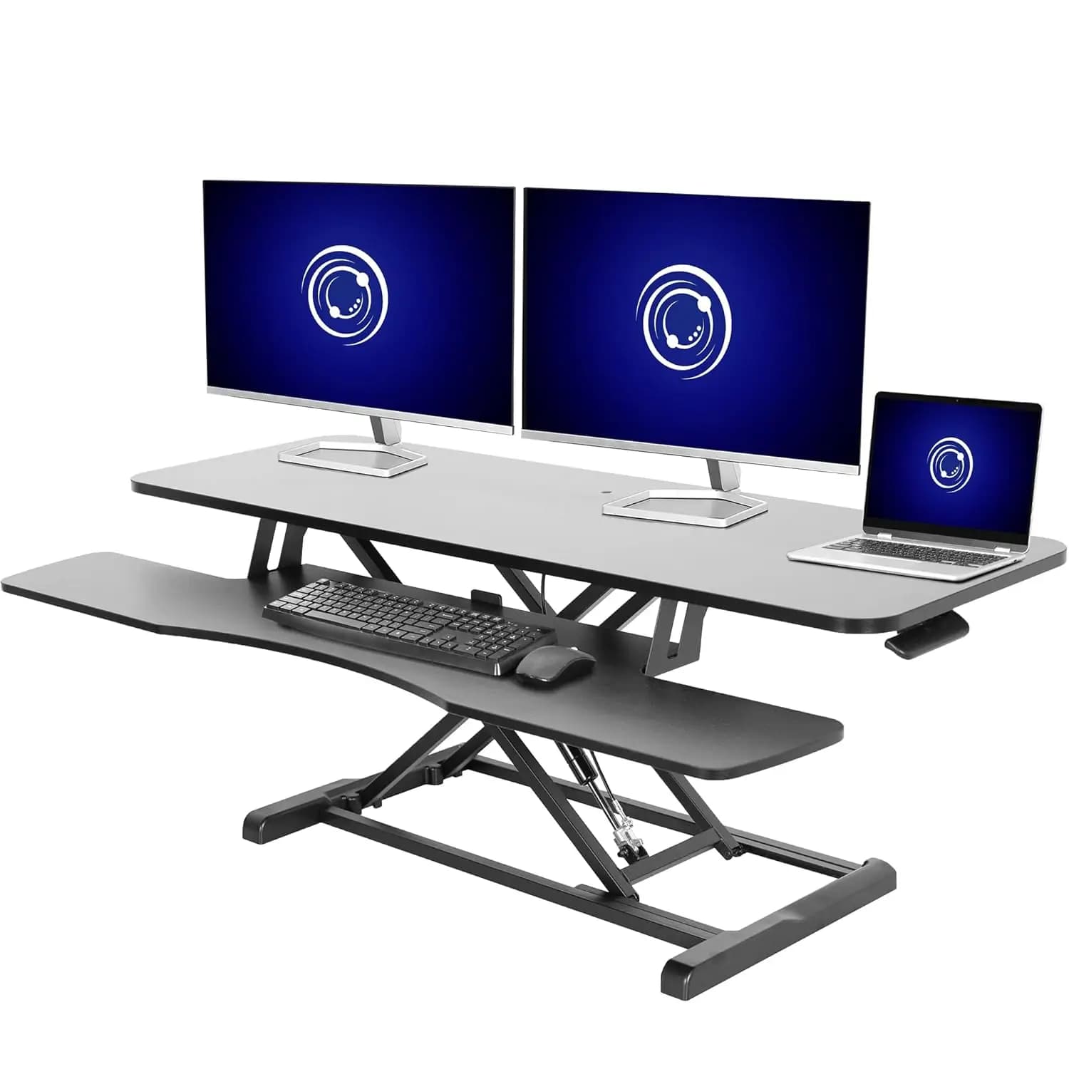 Convertitore per Scrivania Regolabile in Altezza da 48 Pollici, Postazione di Lavoro per Laptop con Doppio Monitor, Vassoio per Tastiera Largo, per Ufficio e Casa, Personalizzabile